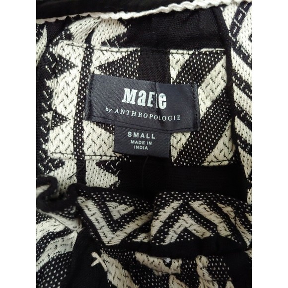 Anthropologie Maeve Tunic Dress Small Black White Tassels Boho Dominique Cotton - Picture 9 of 12